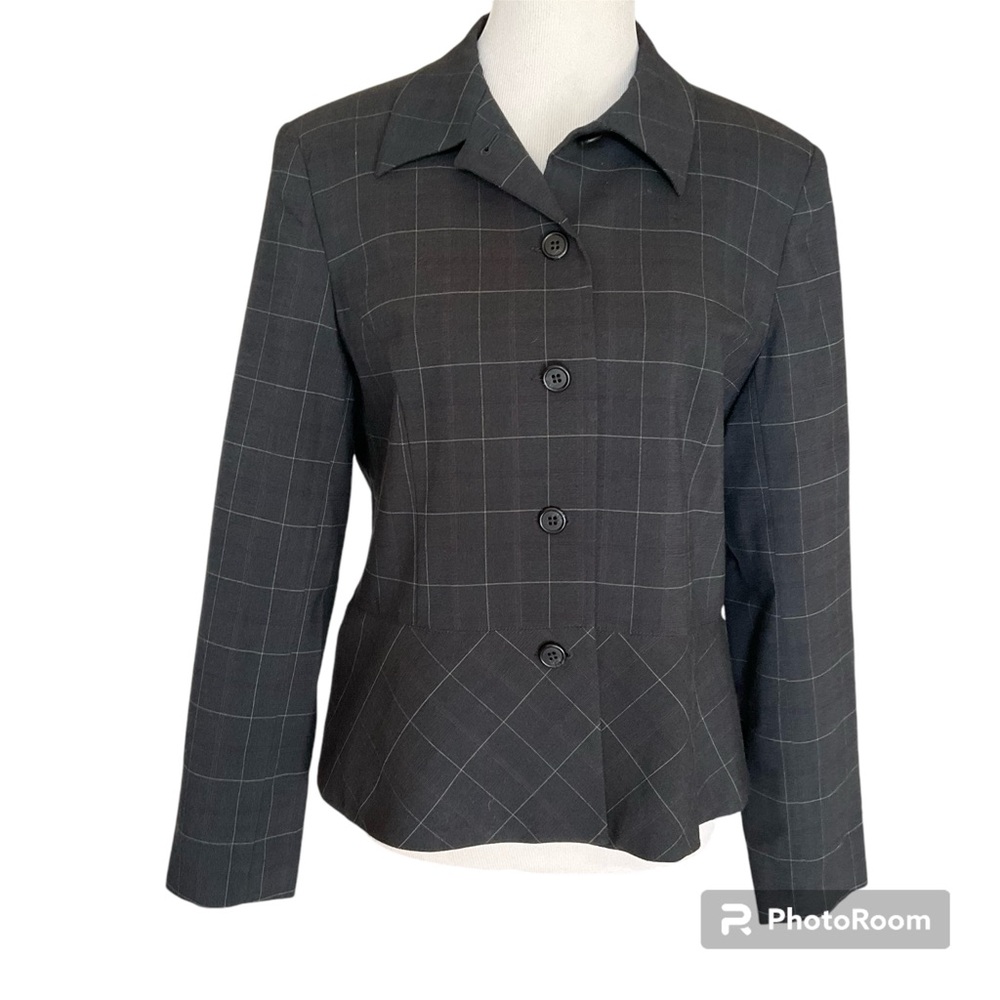 Charcoal Plaid Women's Jacket Blazer Size 12